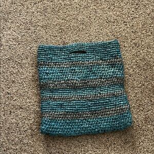 Elegant Teal and Gray Woven Clutch